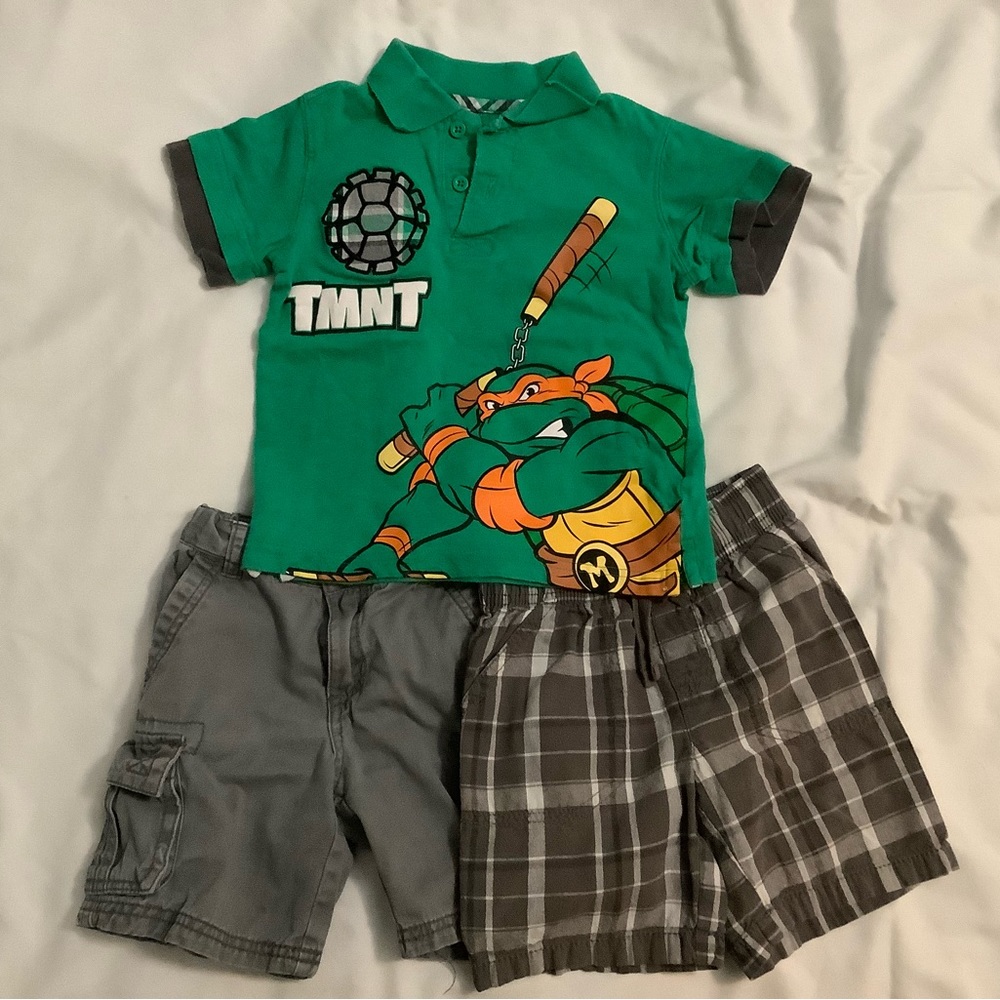 Ninja turtles collared top 2 shorts